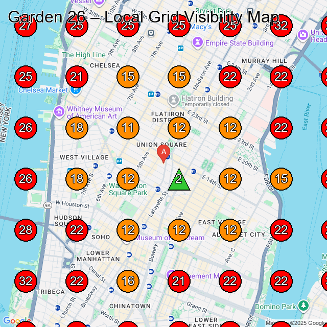Garden 26 GeoGrid visibility map for Landscape Architect in New York